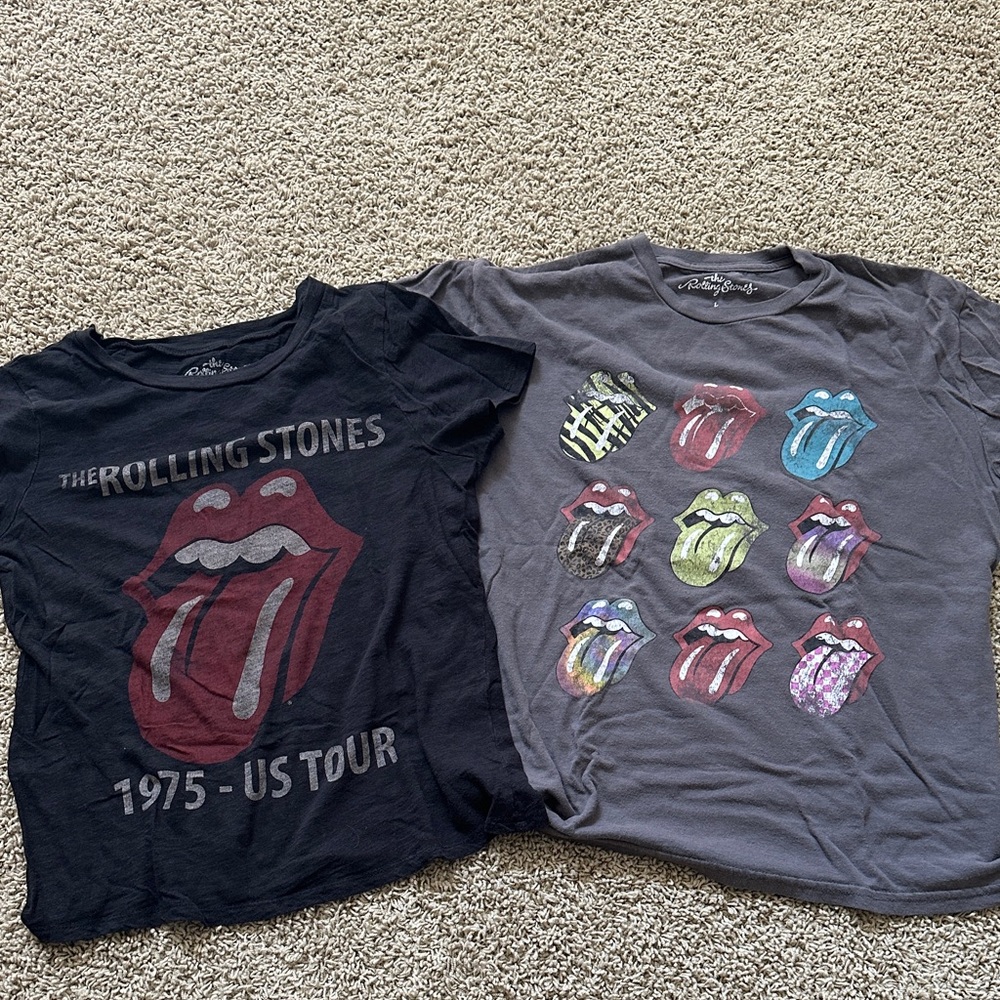 the Rolling Stones Tee Set in Black and Charcoal with Multicolor Logos